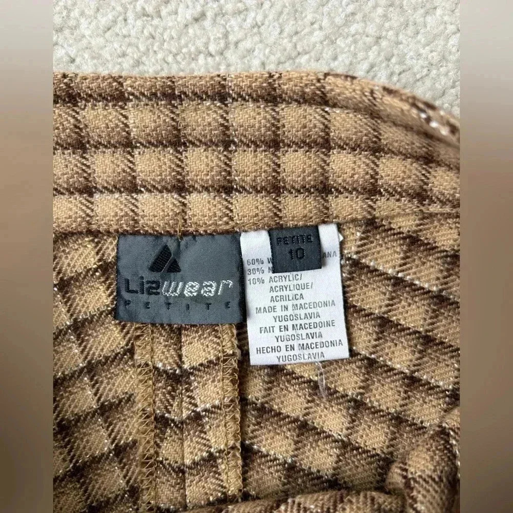 Vintage Liz wear high waist wool plaid midi fring skirt - Picture 3 of 12